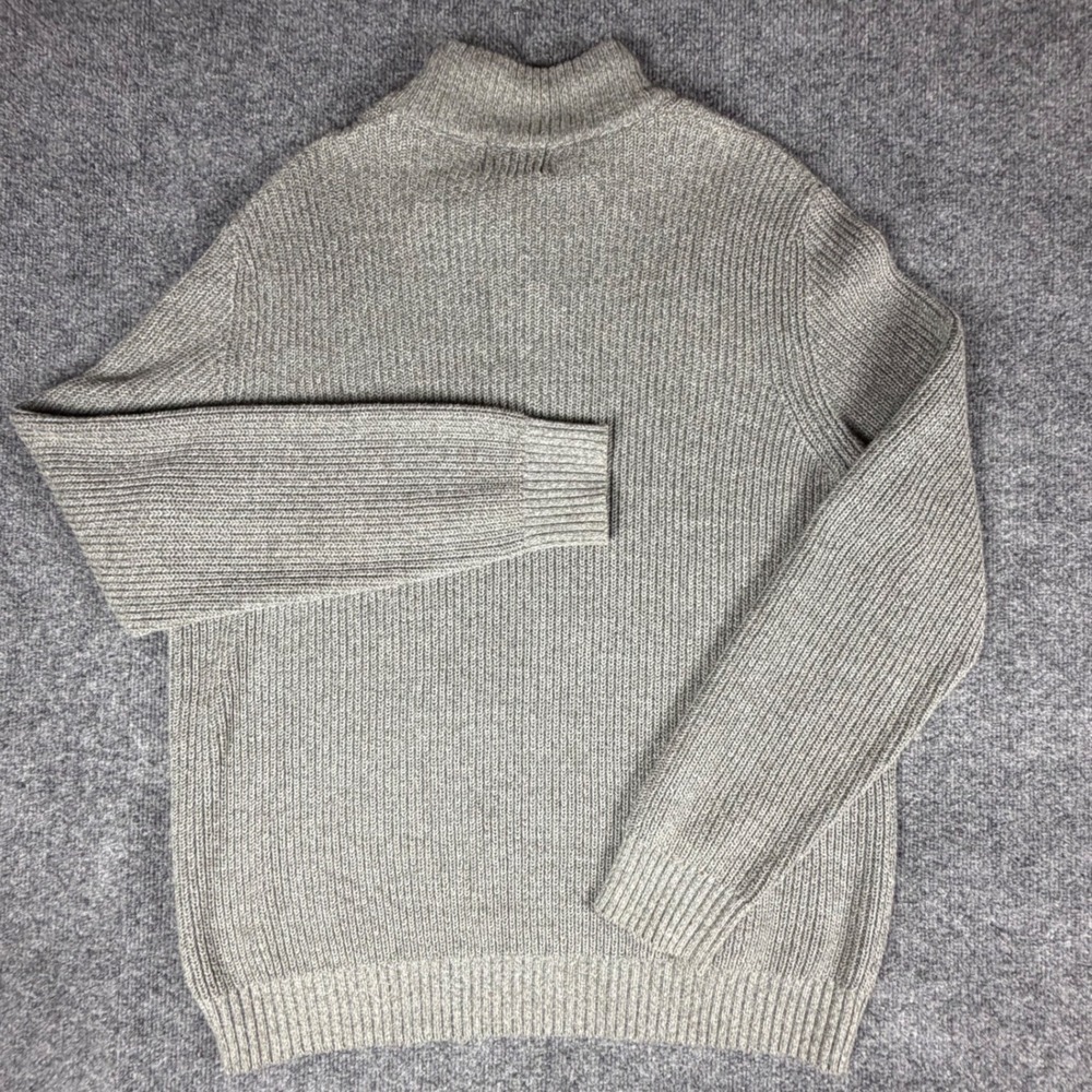 GH Bass Mens Gray Ribbed Mock Neck Button Sweater Sherpa Collar Large - Picture 2 of 8